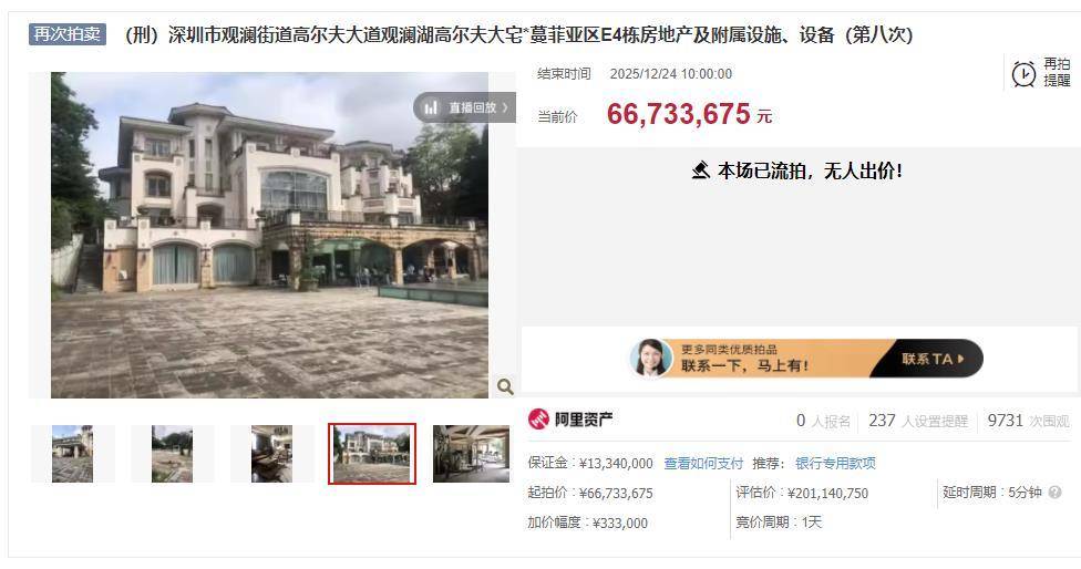 welcome皇冠注册_估值2亿元别墅6673万元起拍没人要welcome皇冠注册,该别墅系“中科创系”案件涉案资产